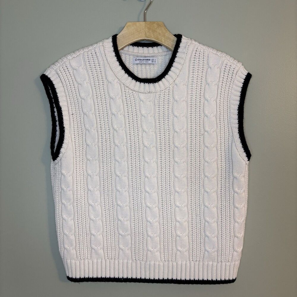 Women’s Sweater Vest Stradivarius Fishermancore Nautical Cable Knit Oversized S